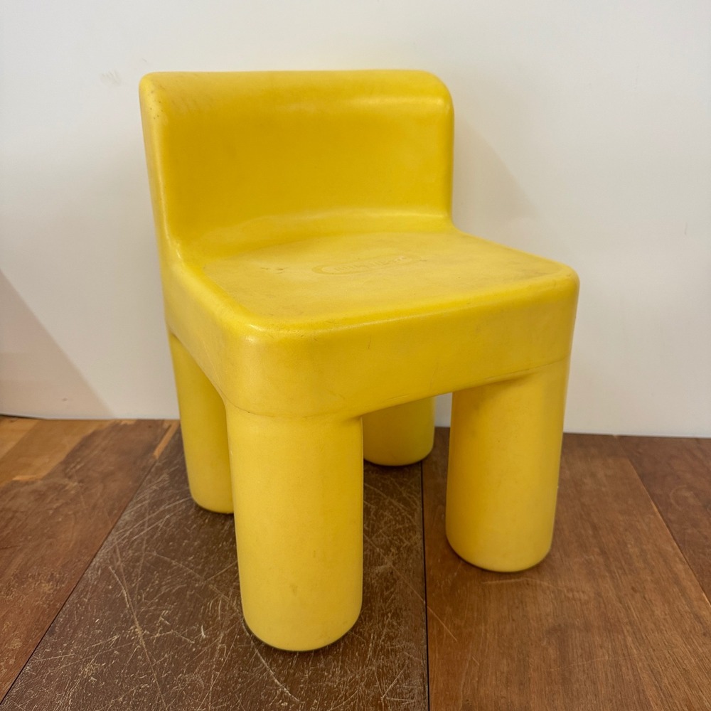 Vintage 1977 Little Tikes Yellow Plastic Toddler Chair Mid Century Modern Style